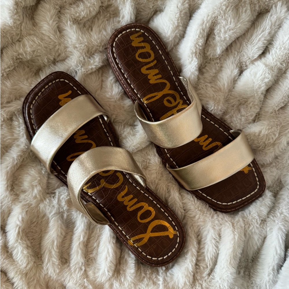Sam Edelman Metallic Gold Slide Sandals